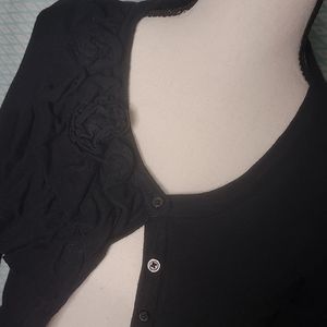 🍋Black with Floral Embelishment 3/4 Sleeve Cardigan 💕🍋